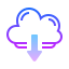 icon of cloud / download arrow in gradient of purple and blue